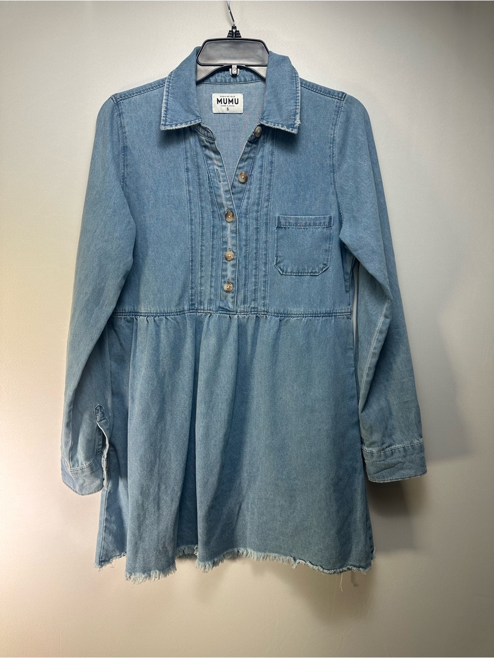 Show Me Your MuMu Light Blue Denim Shirt Dress